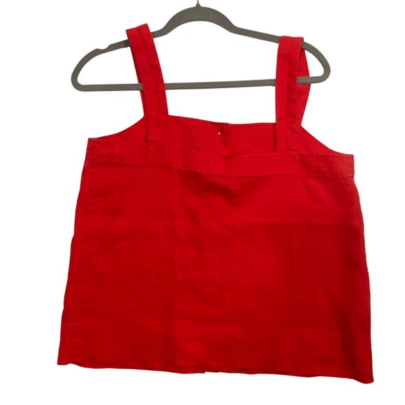 Everlane Red Linen Picnic Top Size 8 sustainable button front boxy breathable - Picture 3 of 8